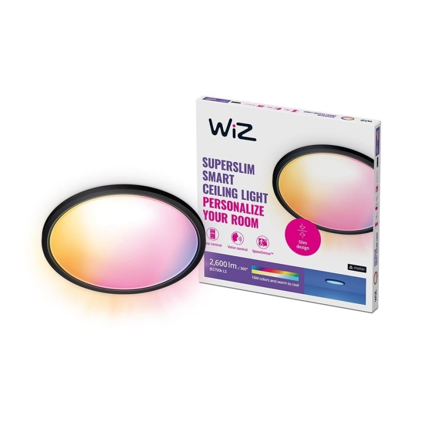 WiZ - LED RGB reguliuojamas lubų šviestuvas SUPERSLIM LED/32W/230V 2700-6500K Wi-Fi juodas
