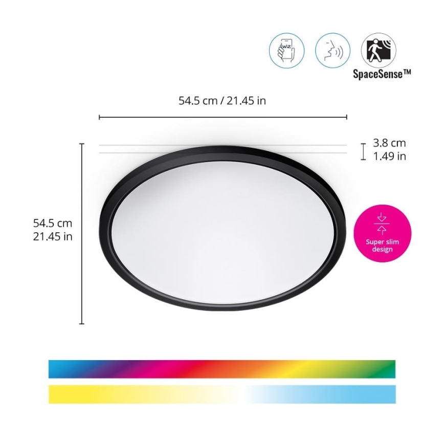WiZ - LED RGB reguliuojamas lubų šviestuvas SUPERSLIM LED/32W/230V 2700-6500K Wi-Fi juodas