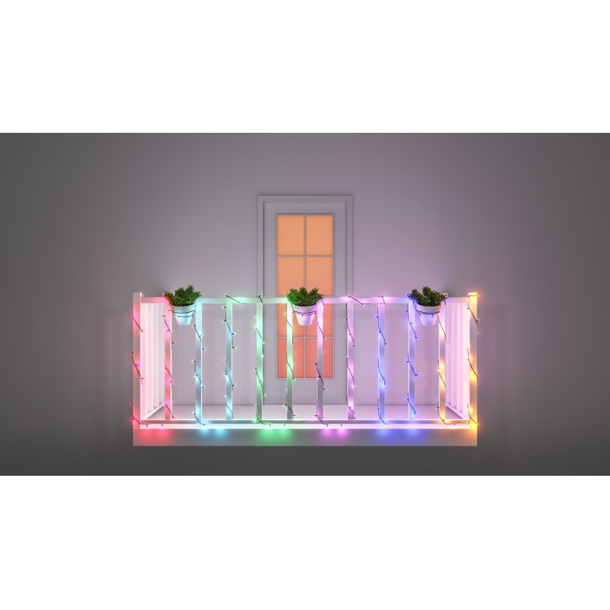 WiZ – LED RGBW pritemdoma lauko grandinė 160xLED 20m IP44 2700-5000K Wi-Fi