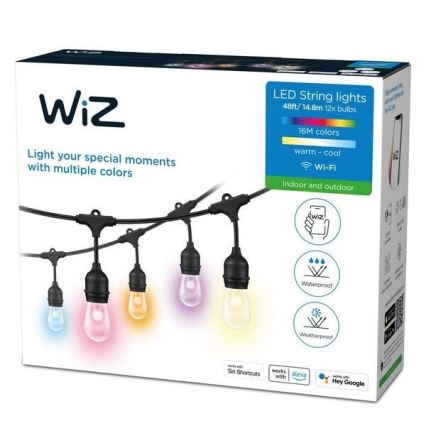 WiZ - LED RGBW Reguliuojama lauko grandinė 12xLED 14,4m IP65 Wi-Fi