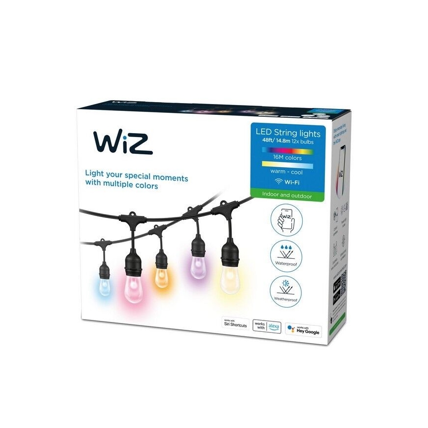 WiZ - LED RGBW Reguliuojama lauko grandinė 12xLED 14,4m IP65 Wi-Fi