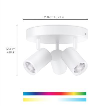 WiZ - LED RGBW Reguliuojamas akcentinis šviestuvas IMAGEO 3xGU10/4,9W/230V 2200-6500K Wi-Fi CRI 90 baltas