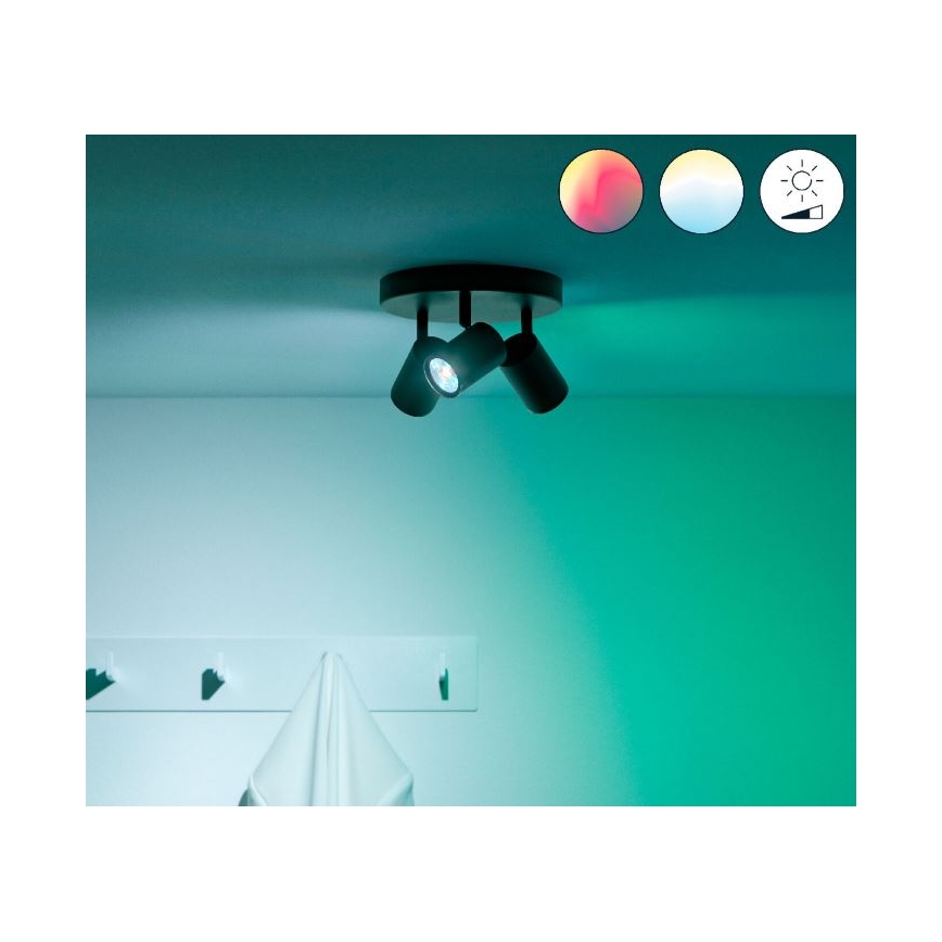 WiZ - LED RGBW Reguliuojamas akcentinis šviestuvas IMAGEO 3xGU10/4,9W/230V 2200-6500K Wi-Fi CRI 90 juodas