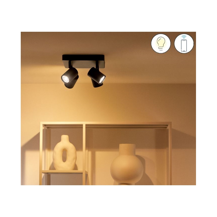 WiZ - LED RGBW Reguliuojamas akcentinis šviestuvas IMAGEO 4xGU10/4,9W/230V 2200-6500K Wi-Fi CRI 90 juodas