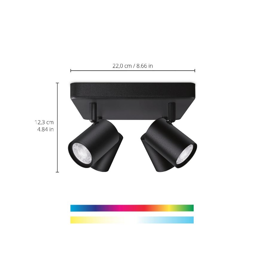 WiZ - LED RGBW Reguliuojamas akcentinis šviestuvas IMAGEO 4xGU10/4,9W/230V 2200-6500K Wi-Fi CRI 90 juodas