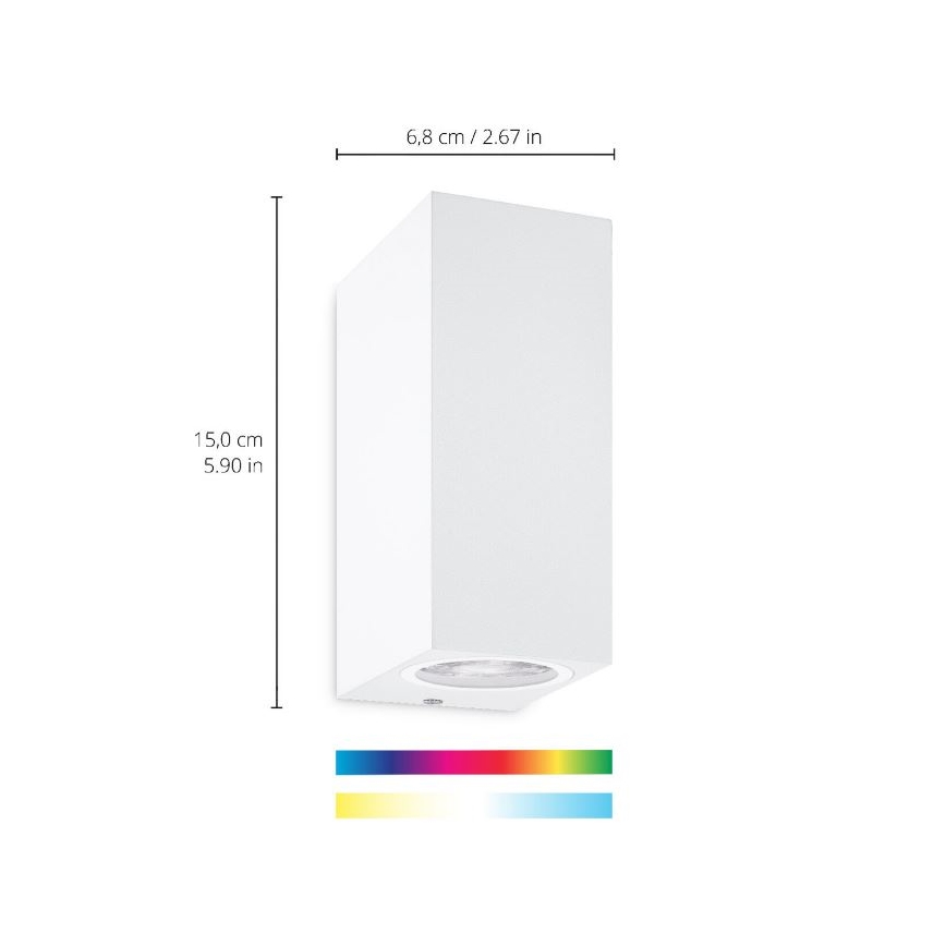WiZ - LED RGBW Reguliuojamas sieninis šviestuvas UP&DOWN 2xGU10/4,7W/230V 2200-6500K Wi-Fi CRI 90 baltas