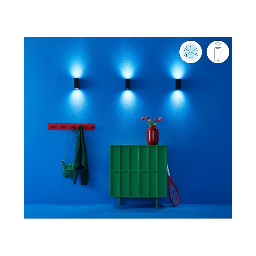 WiZ -LED RGBW Reguliuojamas sieninis šviestuvas UP&DOWN 2xGU10/4,7W/230V 2200-6500K Wi-Fi CRI 90 juodas