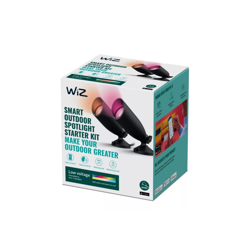 WiZ -RINKINYS 2x LED RGBW Reguliuojamas lauko šviestuvas SPOT LED/10W/230V 2700-5000K IP65 Wi-Fi