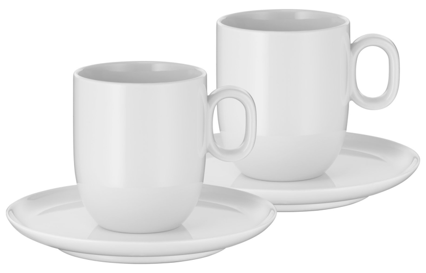 WMF - KOMPLEKTAS 2x Cafe kreminis puodelis su lėkšte BARISTA 170 ml balta