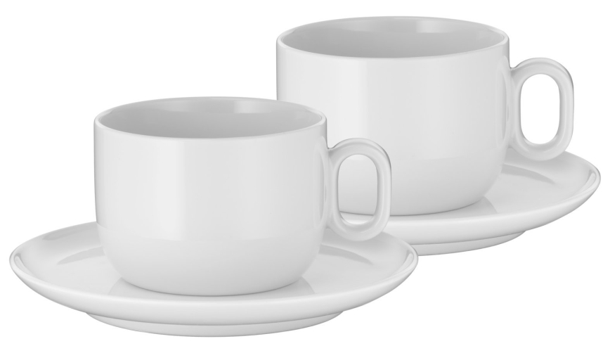 WMF - KOMPLEKTAS 2x Cappuccino puodelis su lėkšte BARISTA 160 ml balta
