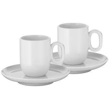 WMF - KOMPLEKTAS 2x Espreso puodelis su lėkšte BARISTA balta
