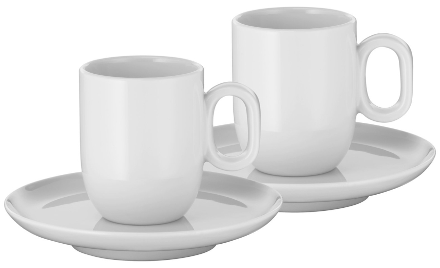WMF - KOMPLEKTAS 2x Espreso puodelis su lėkšte BARISTA balta