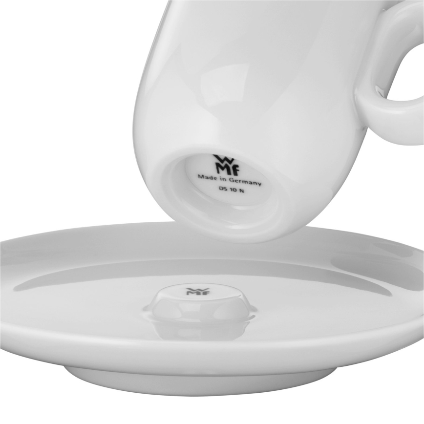 WMF - KOMPLEKTAS 2x Espreso puodelis su lėkšte BARISTA balta