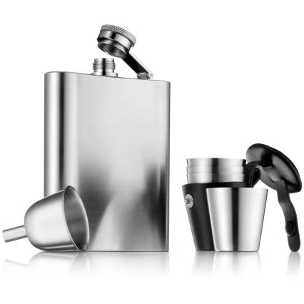 WMF - MANHATTAN 6 dalių rinkinys: kišeninė gertuvė ir šotų taurelės