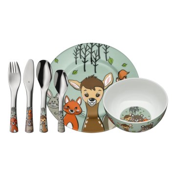 WMF - Vaikiškų indų ir stalo įrankių rinkinys FOREST FRIENDS 6 vnt