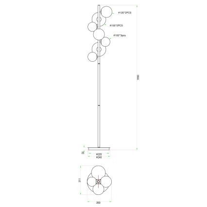 Wofi 3014-701W - LED toršeras VILLA 7xG9/3W/230V auksas