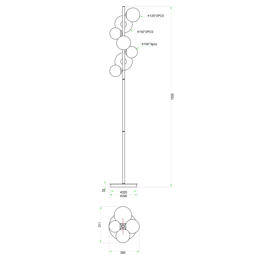 Wofi 3014-705W - LED toršeras VILLA 7xG9/3W/230V juoda