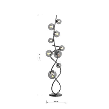 Wofi 3014-905 - LED toršeras NANCY 9xG9/3,5W/230V juodas chromas