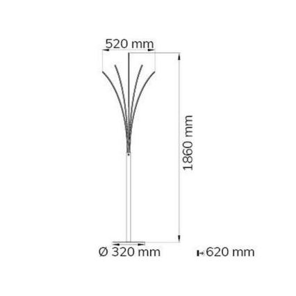 Wofi 3194.05.01.6000 - LED pritemdomas toršeras LINEE 5xLED/7,2W/230V