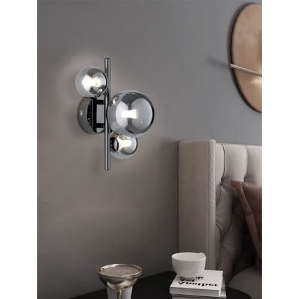 Wofi 4014.03.24.9000 - LED sieninis šviestuvas VILLA 3xG9/3W/230V juoda/blizgus chromas