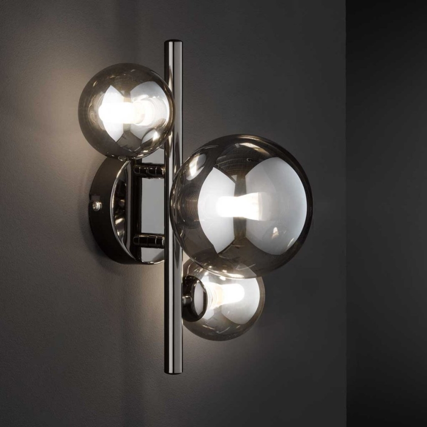 Wofi 4014.03.24.9000 - LED sieninis šviestuvas VILLA 3xG9/3W/230V juoda/blizgus chromas