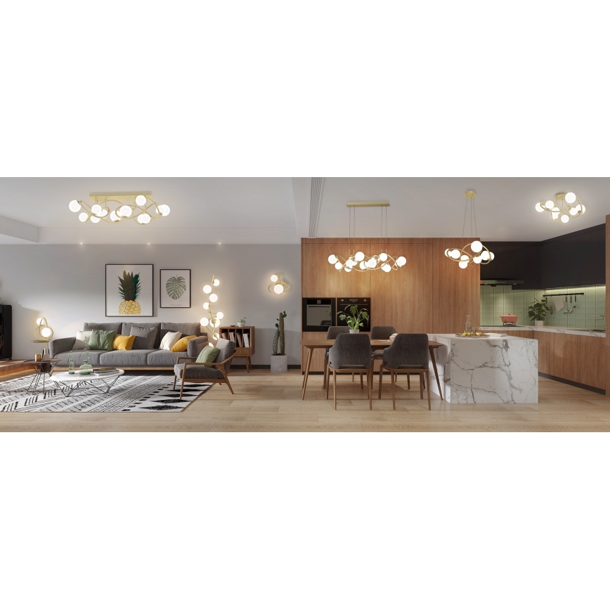 Wofi 4014-201 - LED sieninis šviestuvas NANCY 2xG9/3,5W/230V auksas/balta