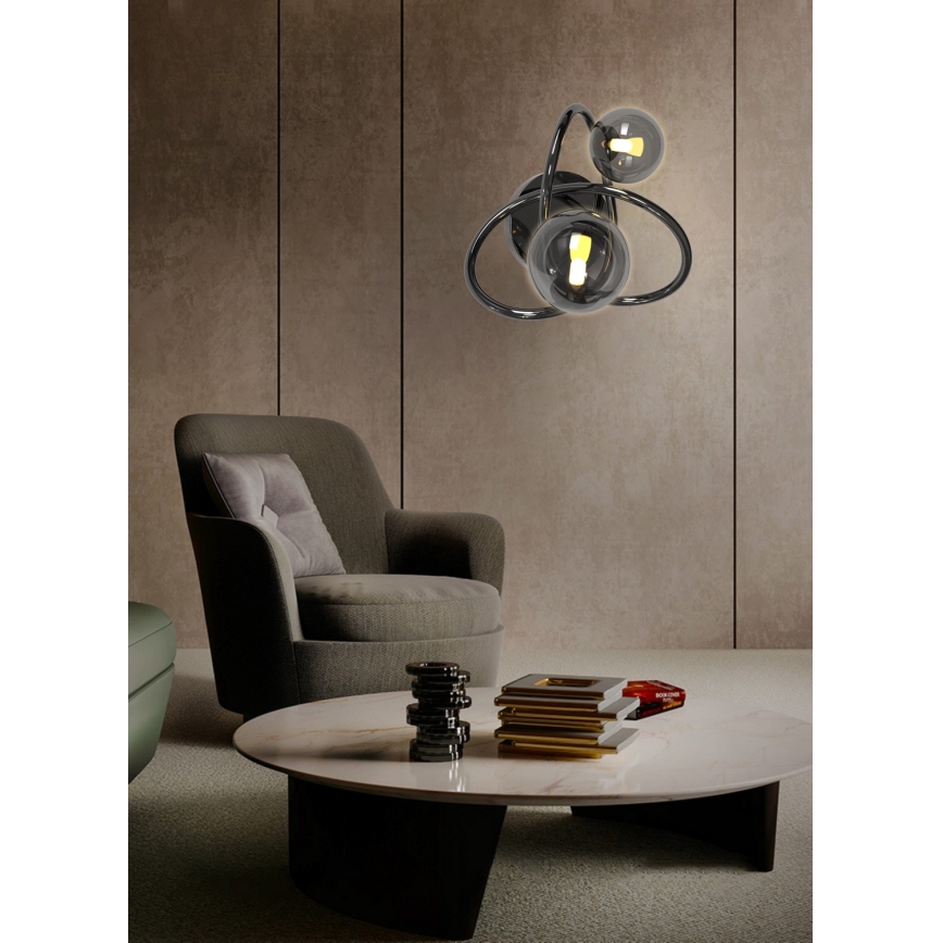 Wofi 4014-205 - LED sieninis šviestuvas NANCY 2xG9/3,5W/230V juoda/blizgus chromas