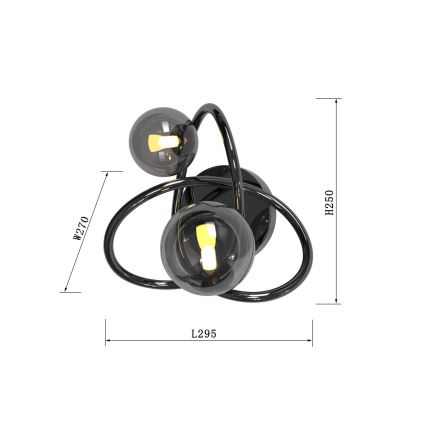 Wofi 4014-205 - LED sieninis šviestuvas NANCY 2xG9/3,5W/230V juoda/blizgus chromas