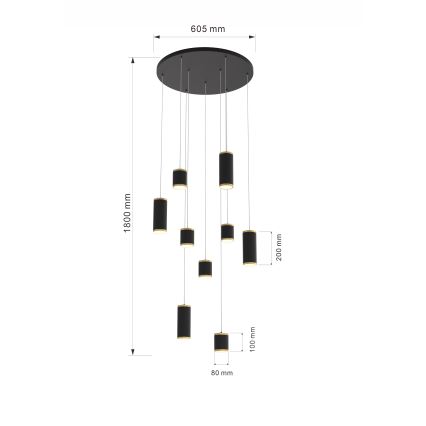 Wofi 5003-904 - LED Reguliuojamas pakabinamas sietynas TOULOUSE LED/57W/230V juoda/auksas