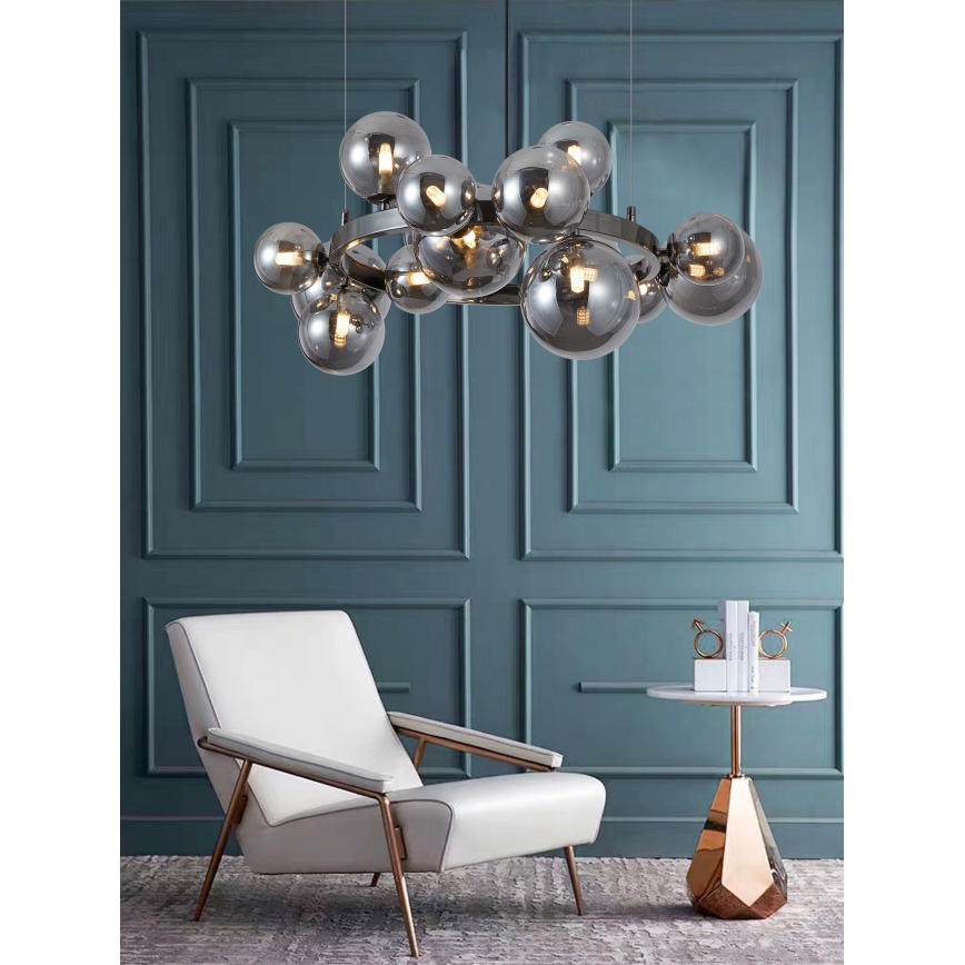 Wofi 5014-1505W - LED Pakabinamas sietynas VILLA 15xG9/3W/230V juoda