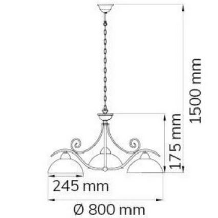 Wofi 5128.03.09.0000 - Sietynas ant grandinės LACCHINO 3xE27/60W/230V