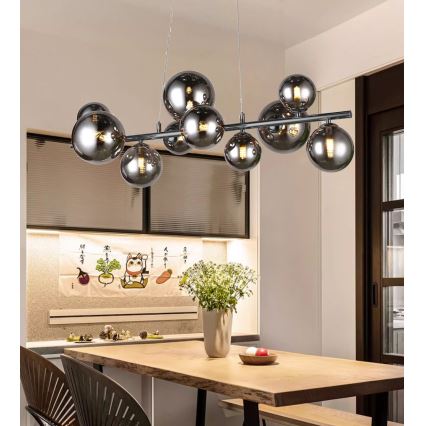 Wofi 6014.10.24.9000 - LED šviestuvas ant laido VILLA 10xG9/3W/230V juodas/blizgus chromas