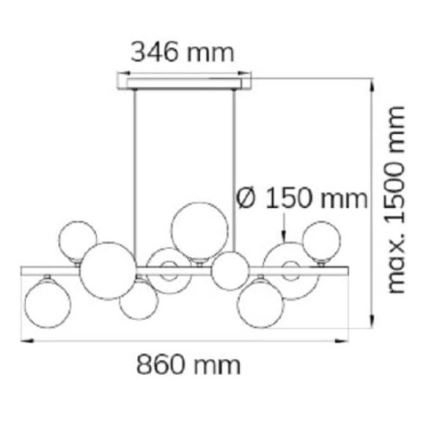 Wofi 6014.10.24.9000 - LED šviestuvas ant laido VILLA 10xG9/3W/230V juodas/blizgus chromas