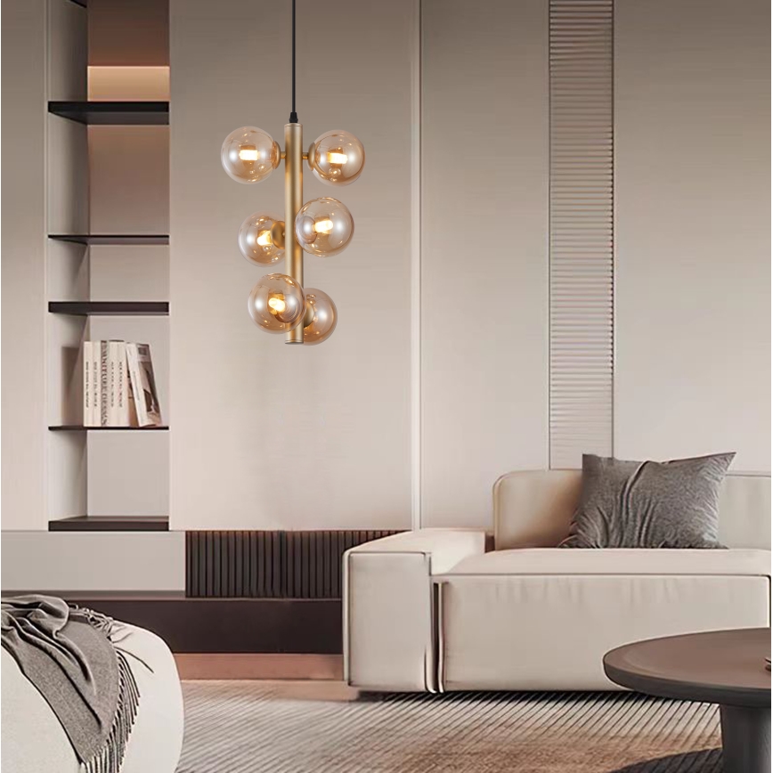 Wofi 6014-601W - LED Pakabinamas sietynas VILLA 6xG9/3W/230V auksas