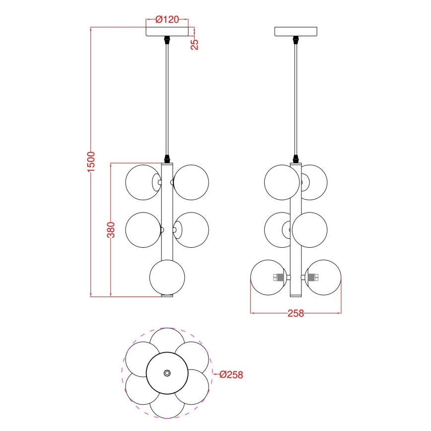 Wofi 6014-601W - LED Pakabinamas sietynas VILLA 6xG9/3W/230V auksas