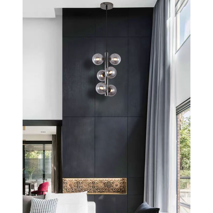 Wofi 6014-605W - LED Pakabinamas sietynas VILLA 6xG9/3W/230V juoda