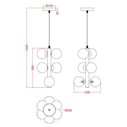 Wofi 6014-605W - LED Pakabinamas sietynas VILLA 6xG9/3W/230V juoda
