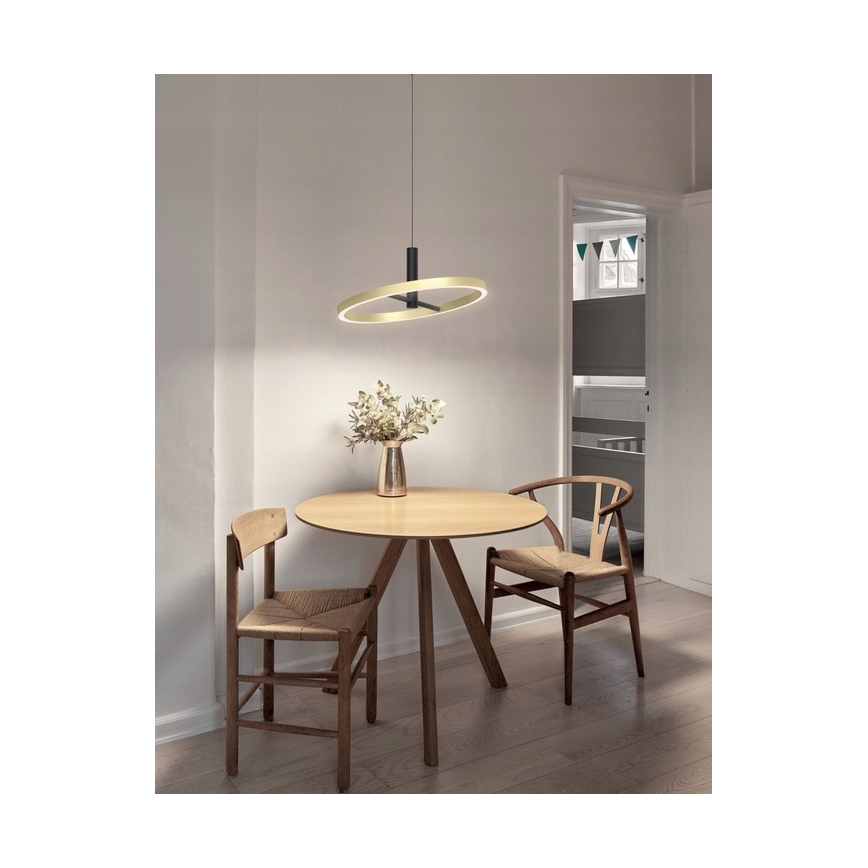 Wofi 6016-104L - dimeriuojamas LED pakabinamas šviestuvas ant laido BREST LED/19W/230V skersmuo 42 cm juoda/auksinė