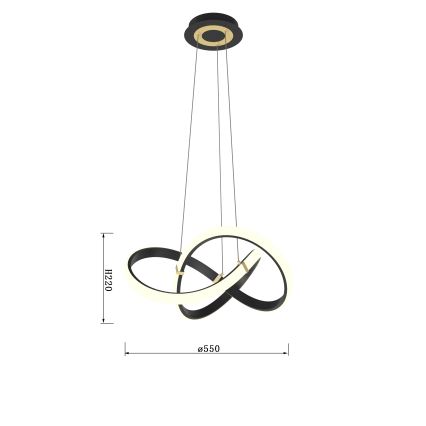 Wofi 6134-104 - LED Reguliuojamas pakabinamas sietynas INDIGO LED/44W/230V juoda/auksas