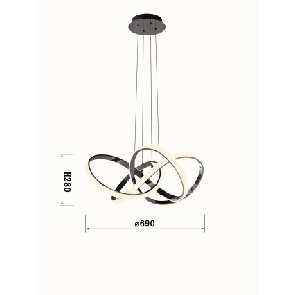 Wofi 6134-105L - LED Reguliuojamas pakabinamas sietynas INDIGO LED/50W/230V juoda/blizgus chromas