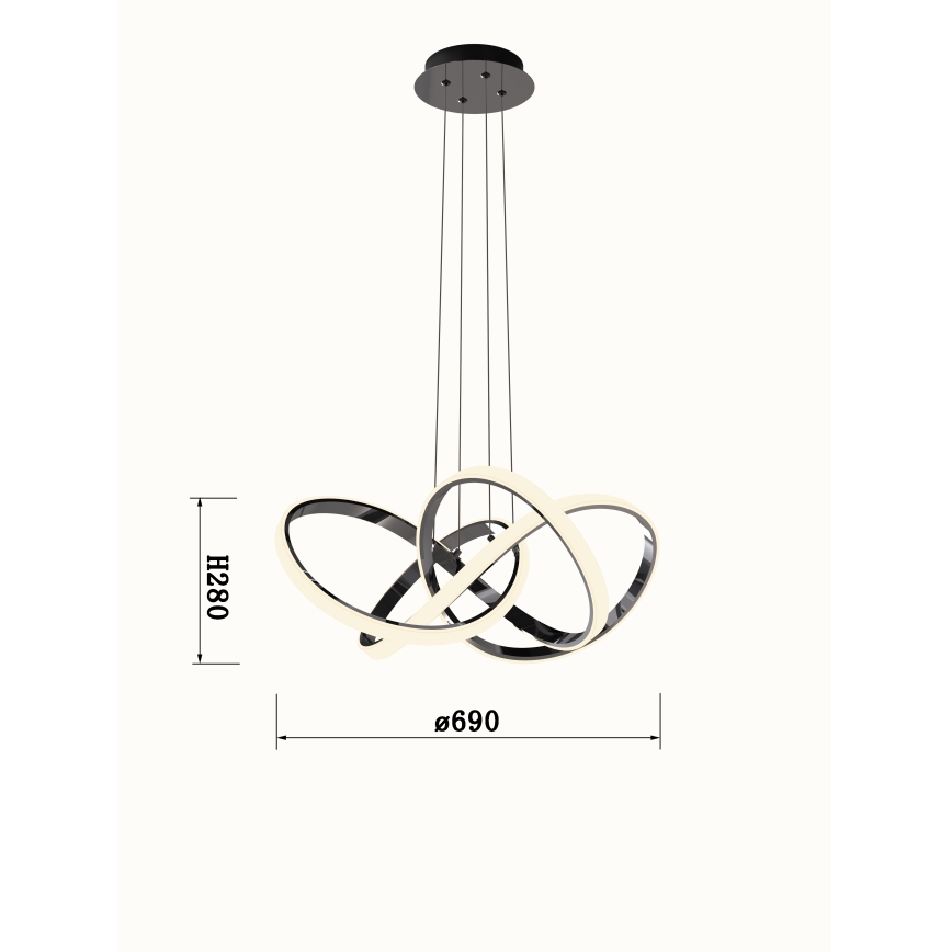 Wofi 6134-105L - LED Reguliuojamas pakabinamas sietynas INDIGO LED/50W/230V juoda/blizgus chromas
