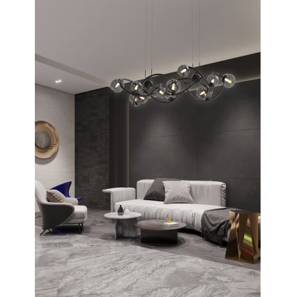 Wofi 7014-1405 - LED Pakabinamas sietynas NANCY 14xG9/3,5W/230V juoda/blizgus chromas