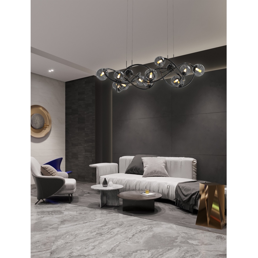 Wofi 7014-1405 - LED Pakabinamas sietynas NANCY 14xG9/3,5W/230V juoda/blizgus chromas