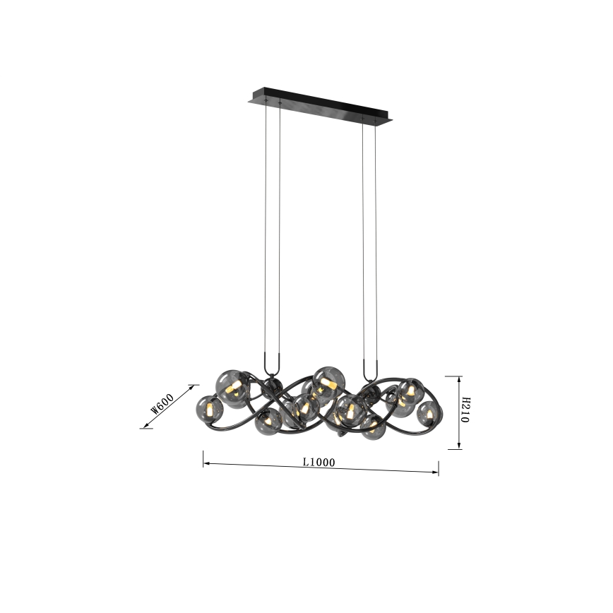 Wofi 7014-1405 - LED Pakabinamas sietynas NANCY 14xG9/3,5W/230V juoda/blizgus chromas