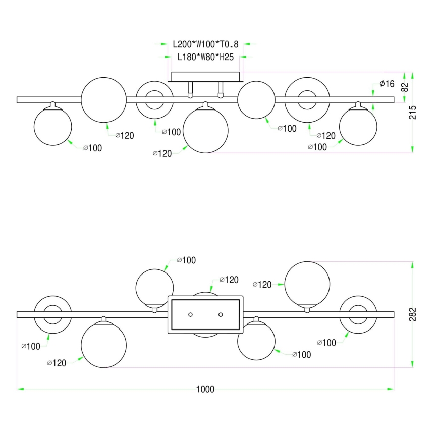 Wofi 7014-701W - LED Ant pagrindo montuojamas sietynas VILLA 7xG9/3W/230V auksas