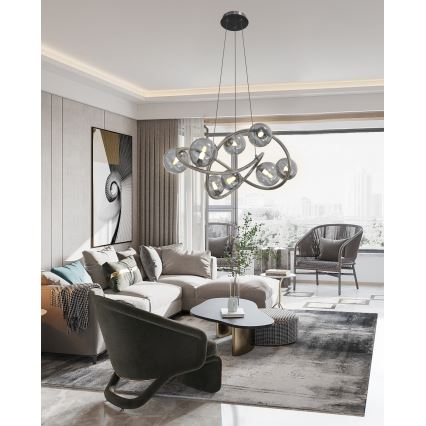 Wofi 7014-805 - LED Pakabinamas sietynas NANCY 8xG9/3,5W/230V juoda/blizgus chromas