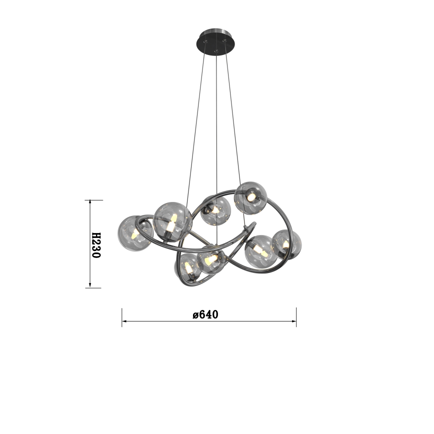 Wofi 7014-805 - LED Pakabinamas sietynas NANCY 8xG9/3,5W/230V juoda/blizgus chromas