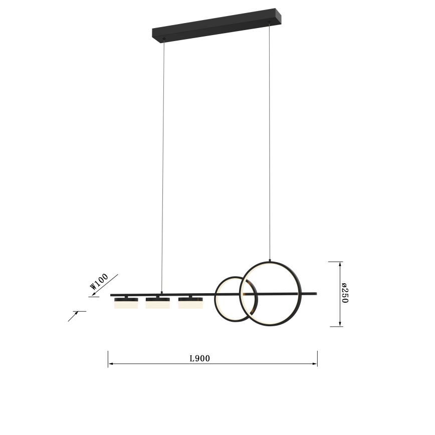 Wofi 7030-502 - LED Reguliuojamas pakabinamas sietynas MESSINA LED/40W/230V juoda