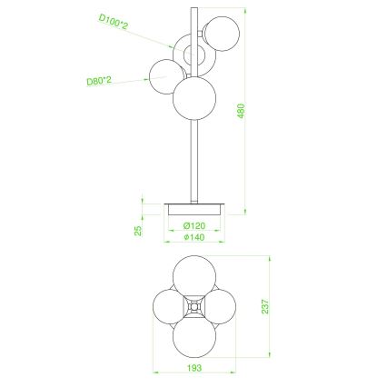 Wofi 8014.04.24.9000 – LED Stalinė lempa VILLA 4xG9/3W/230V juoda