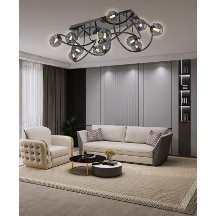 Wofi 9014-1205 - LED Ant pagrindo montuojamas sietynas NANCY 12xG9/3,5W/230V juoda/blizgus chromas